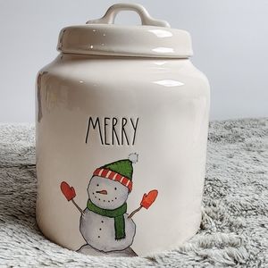 Rae Dunn MERRY Snowman ⛄️ Canister NEW